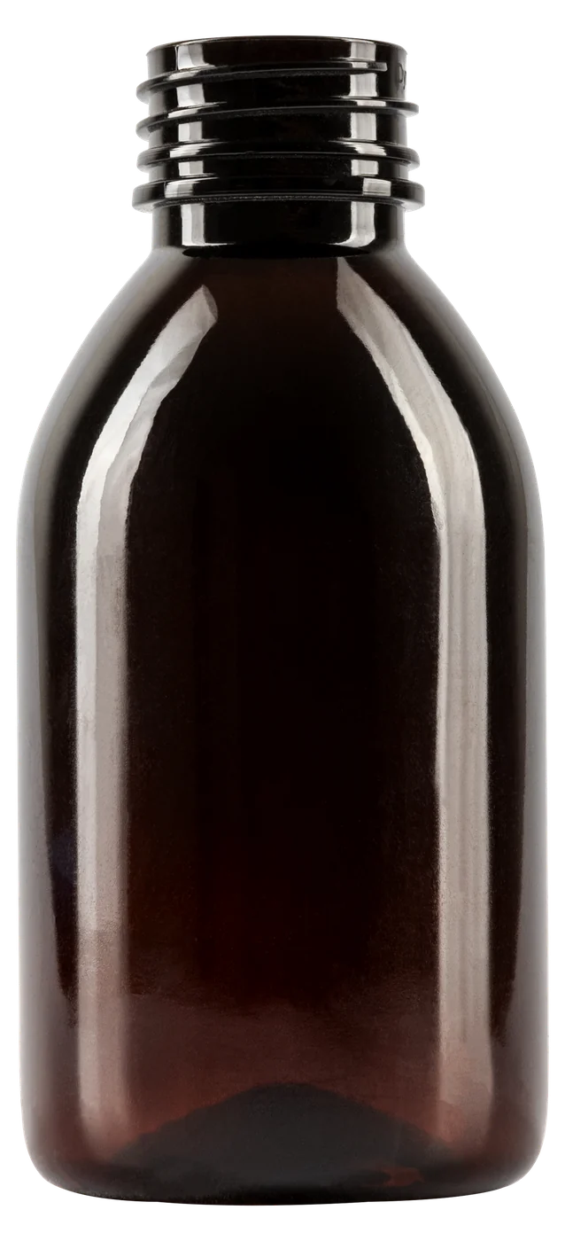 Amber PET bottle, 135 ml, blown from a 16 g preform